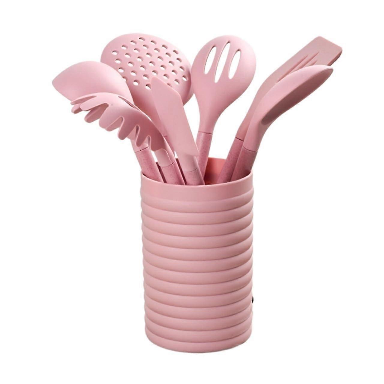 Kitchen Utensils Set with NonScratch Silicone Head, Heat Resistant Tools for NonStick Cookware