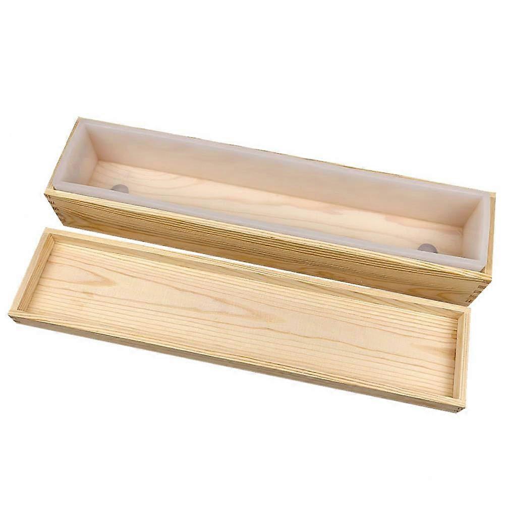 Large Silicone Soap Making Mold with Wooden Box 74oz Rectangular Loaf for DIY Craft