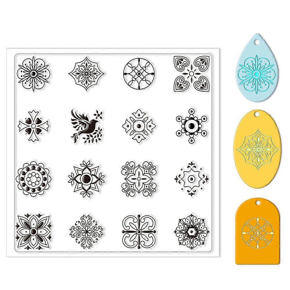 Polymer Clay Texture Sheets Boho Polymer Clay Texture Mat Silicone Texture Stamp Clay Modeling Pattern Pad Silicone Clay Texture Mat for Making Earrin