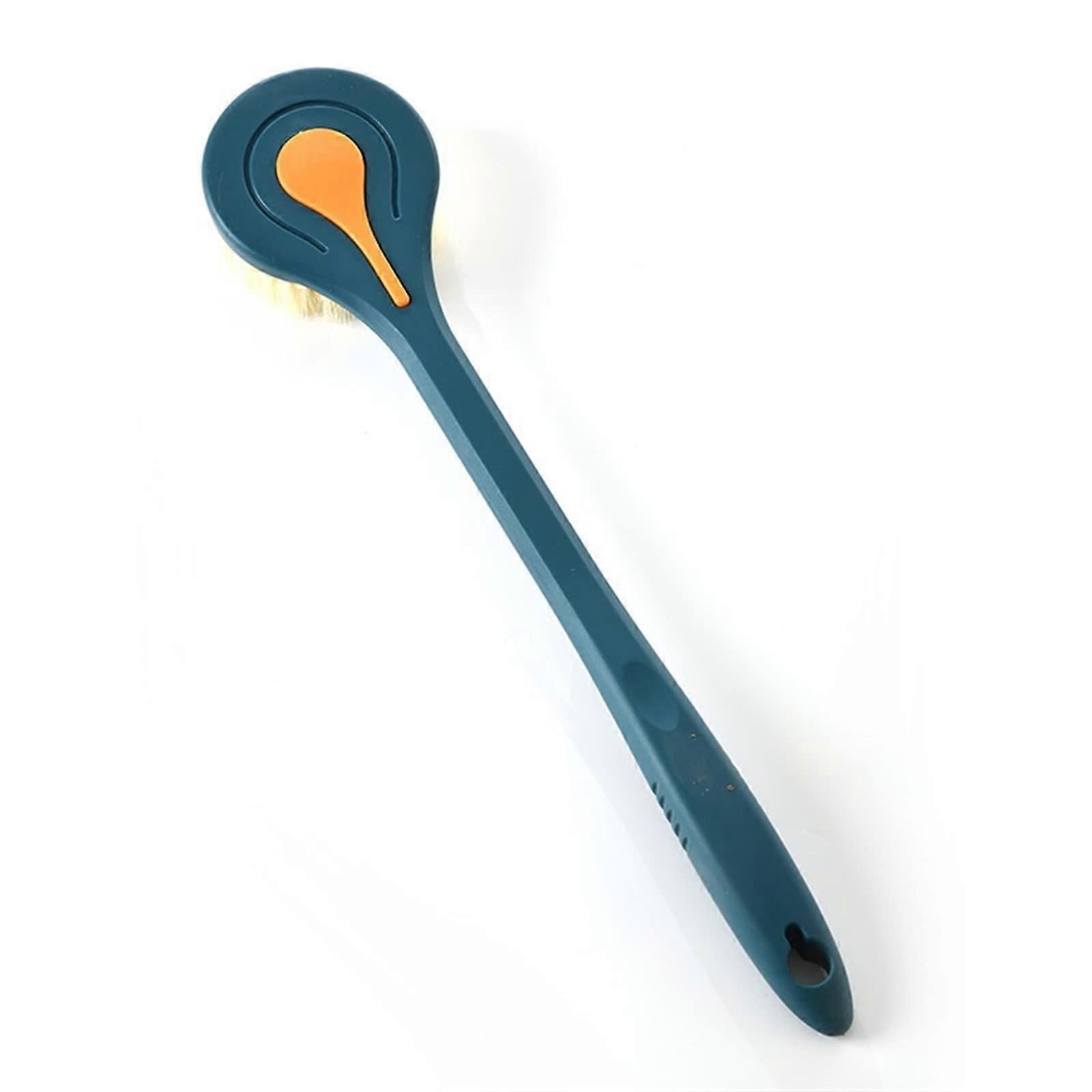 Bath Brush with Long NonSlip Handle and Soap Dispenser, Soft Bristle Back Scrubber Blue