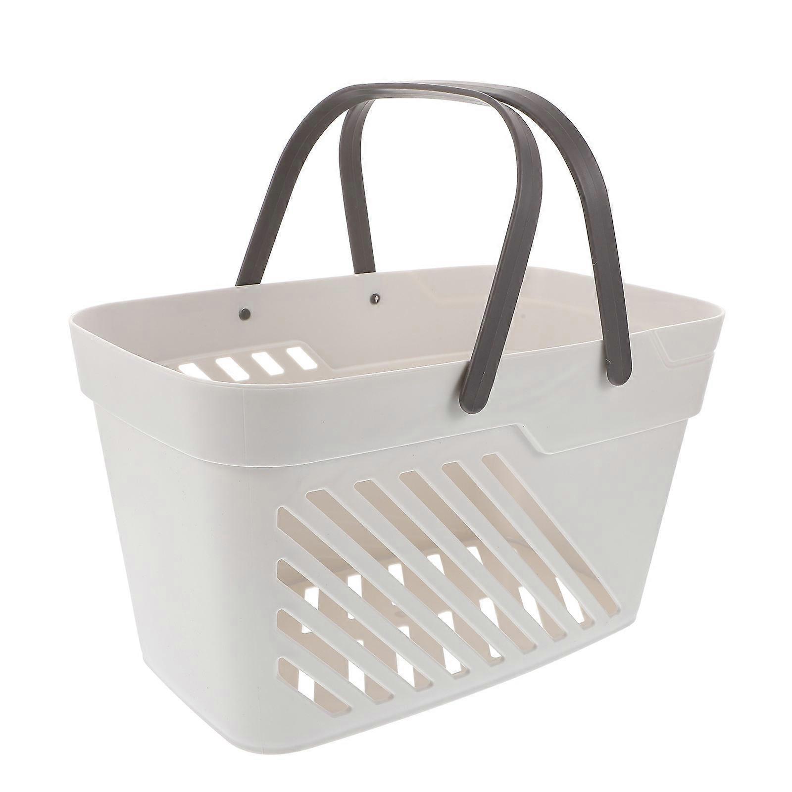 Portable Bath Basket Plastic Rectangular Organizing Basket with Handle 1Pcs