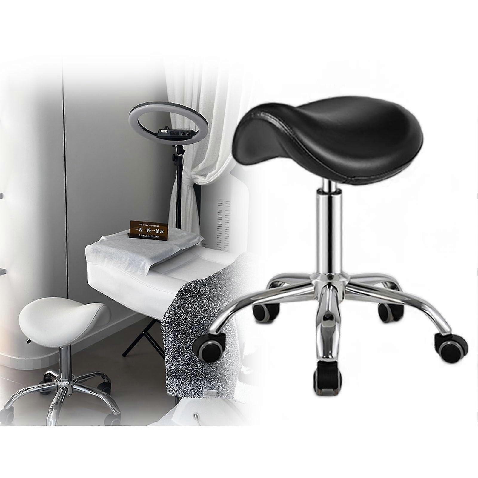 Ergonomic Saddle Stool with Back Support, Adjustable Height Rolling Chair for Salon, Office, Beauty