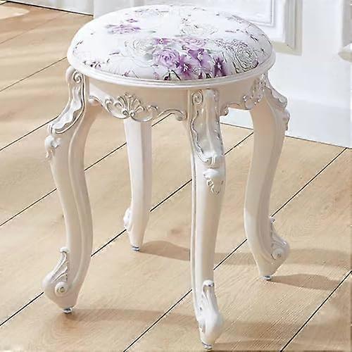 Vintage Padded Round Vanity Stool with Comfortable Seat and Durable Legs for Dressing Table