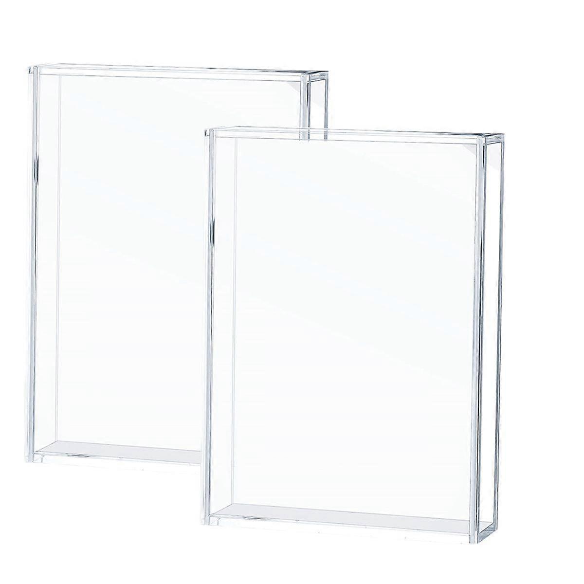 2 Pcs Acrylic Shadow Boxes Display Cases, DIY Frame Clear Display Cases Wedding Memory Dried Flower Container (5X7inch)
