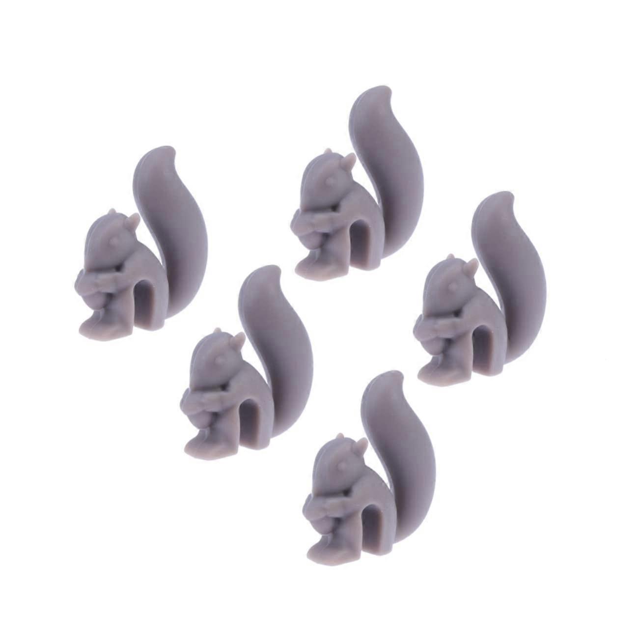 5Pcs Grey Silicone Squirrel Tea Bag Holders Clips for Secure String and Burn Removal