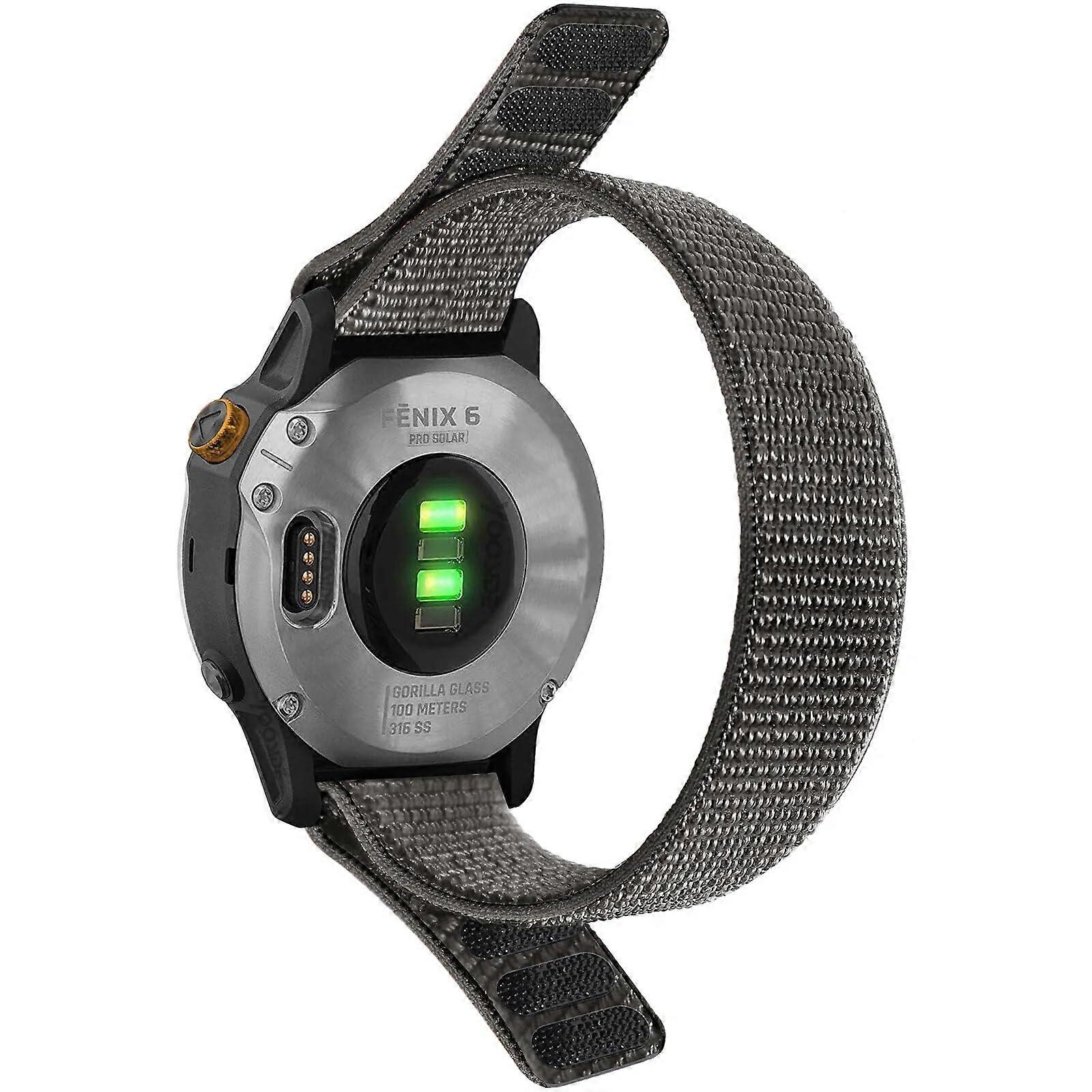 22mm Nylon Loop Quick Release Ultralight Quick Drying Band Gray Watch Strap for Garmin Fenix