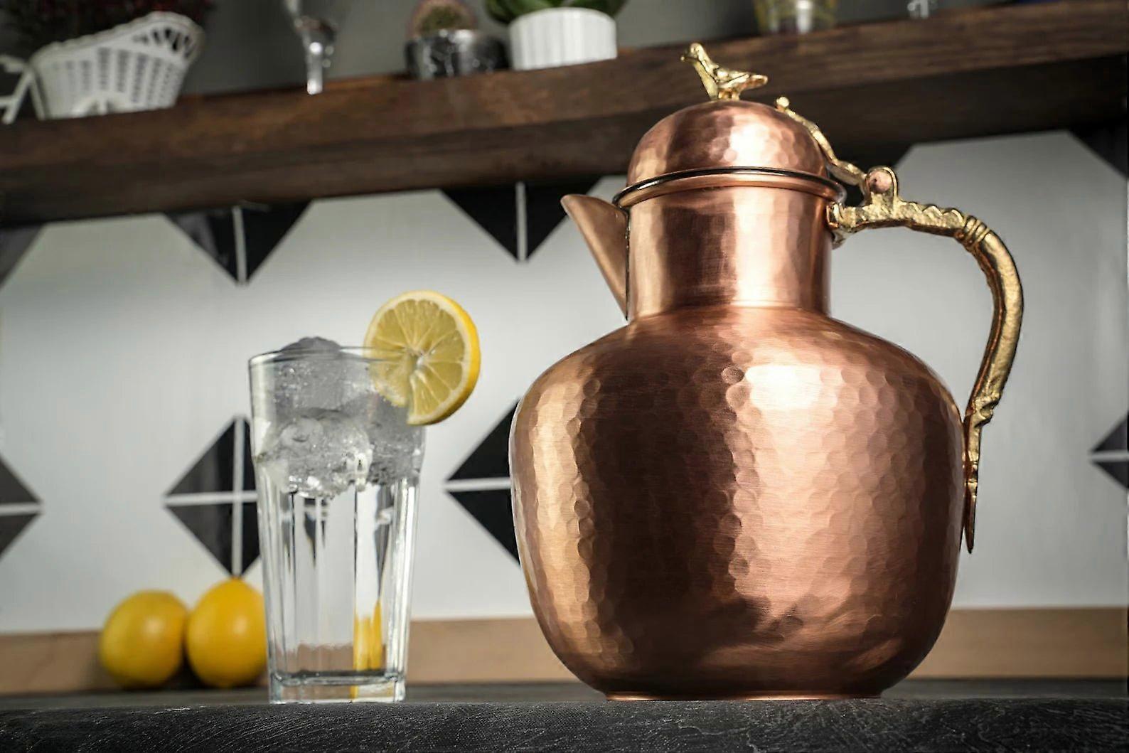 Handmade Heavy-duty Solid Copper Pitcher – 2000ml Water & Beverage Jug