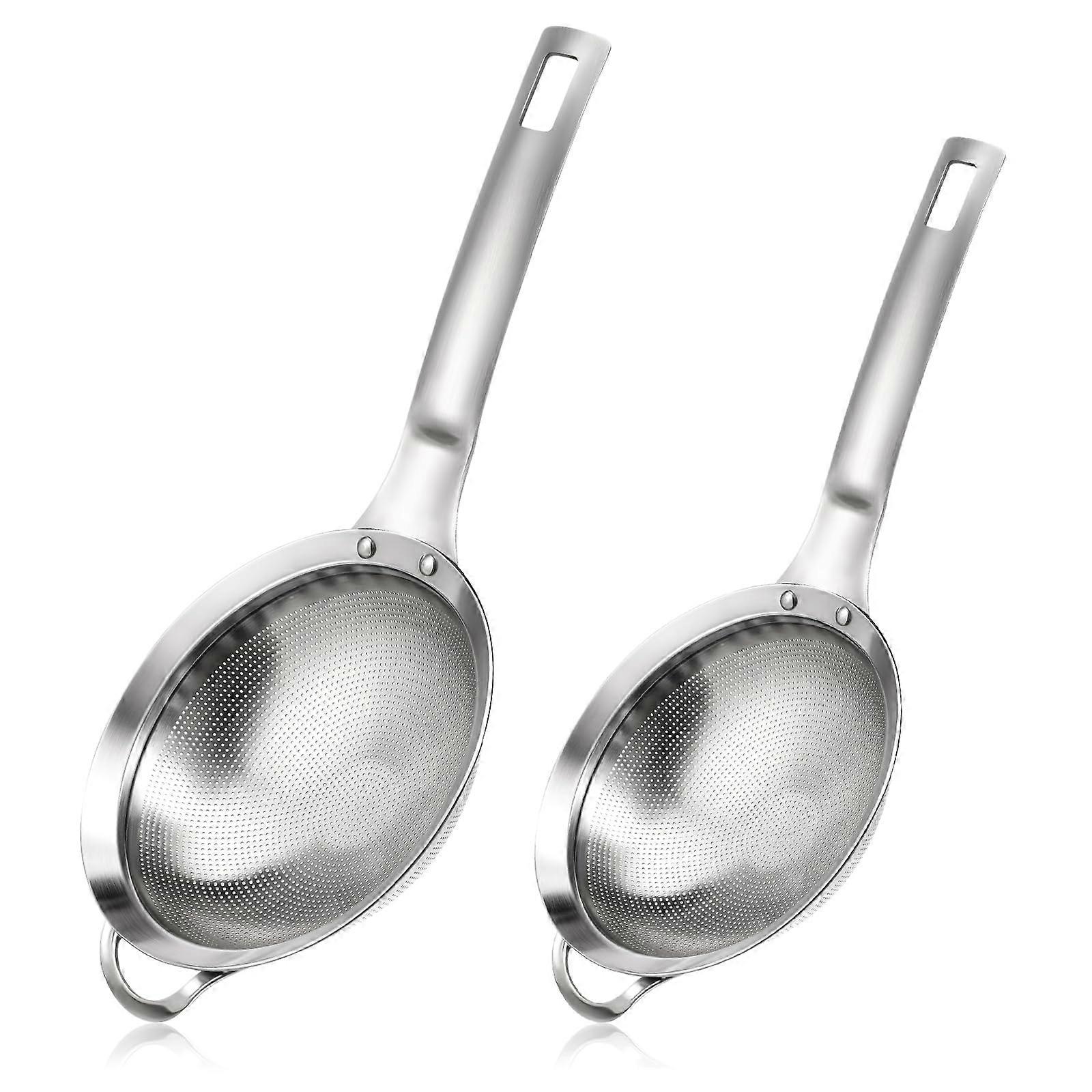 2 Pack Fine Mesh Strainer with Handle Stainless Steel Mini Colander Sieve for Kitchen Baking Tea
