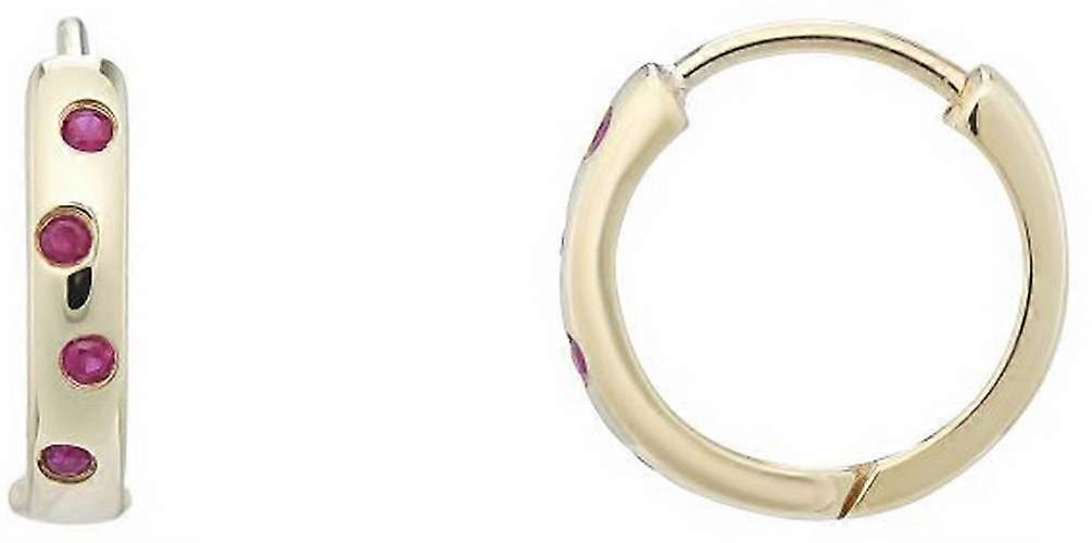 Mark Milton Diamond and Ruby Hoop Earrings - Yellow Gold/Red