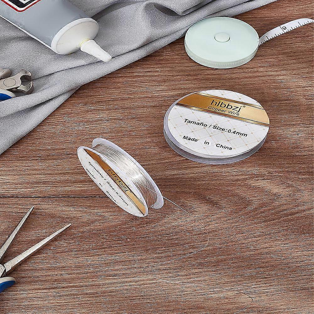 Round Copper Wire Long-Lasting Plated Silver 26 Gauge 0.4mm 8m/roll 2 rolls