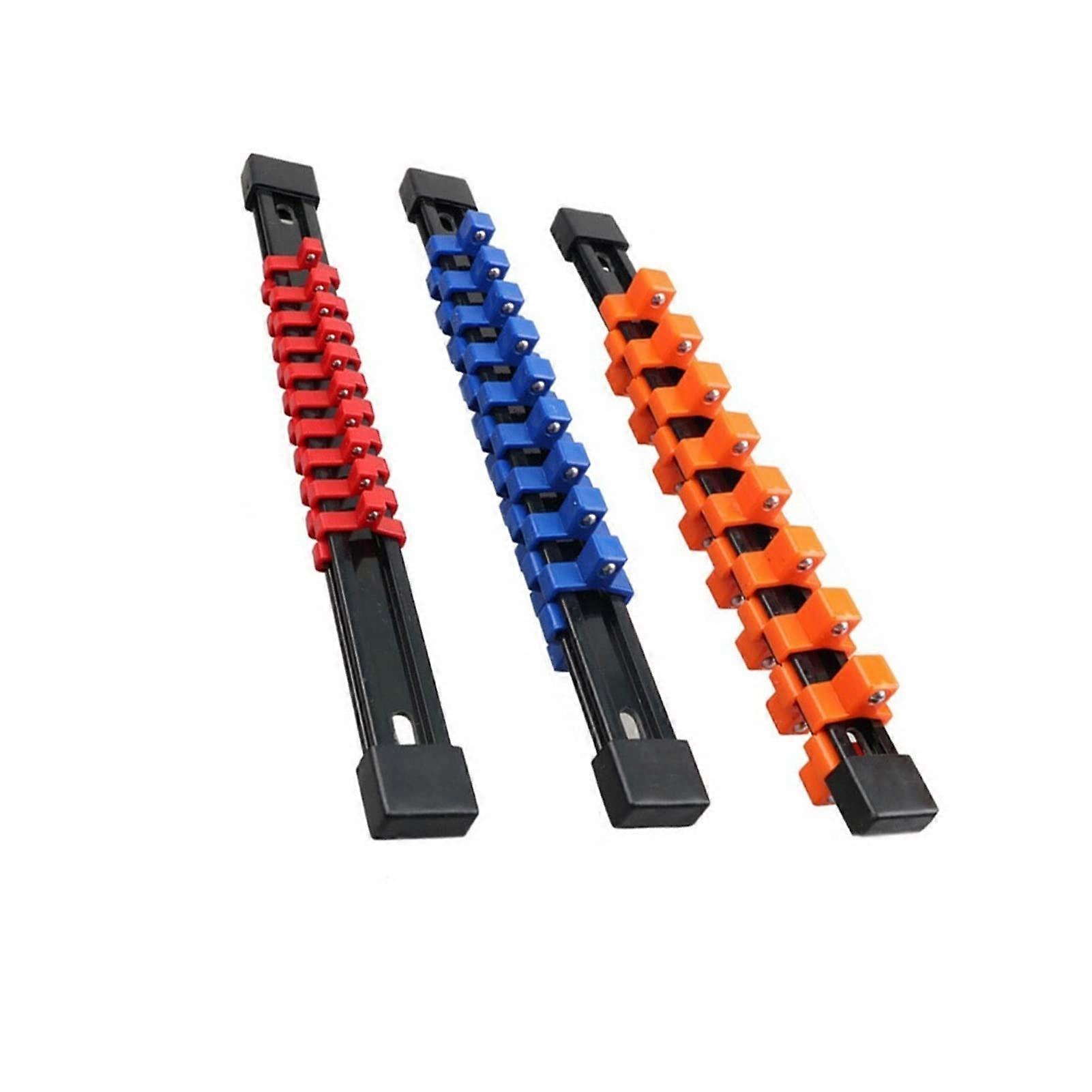 3pcs Socket Organizer Holder for Wrench Storage Rack, Triple Size Mountable Sliding Rail Tray