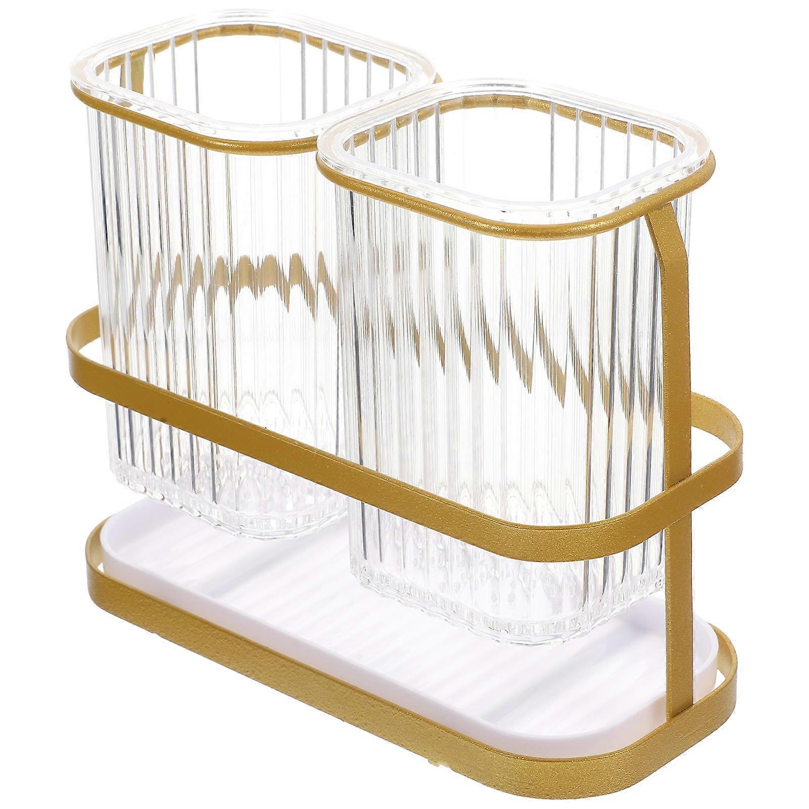 Golden Utensil Holder Wall Mount Multi-Function Cutlery Holder for Storage Use
