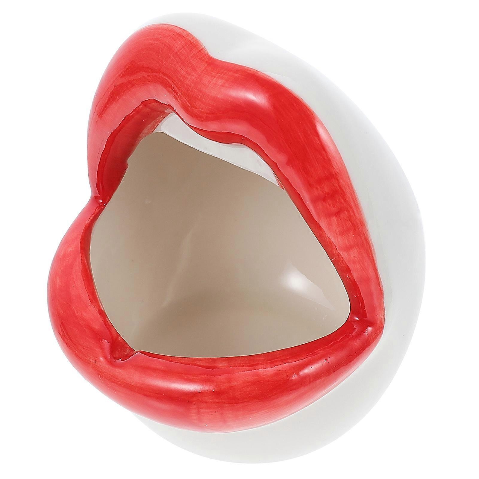 Ceramic Ashtray Lip Shaped for Ash 2Pcs Creative Home Container