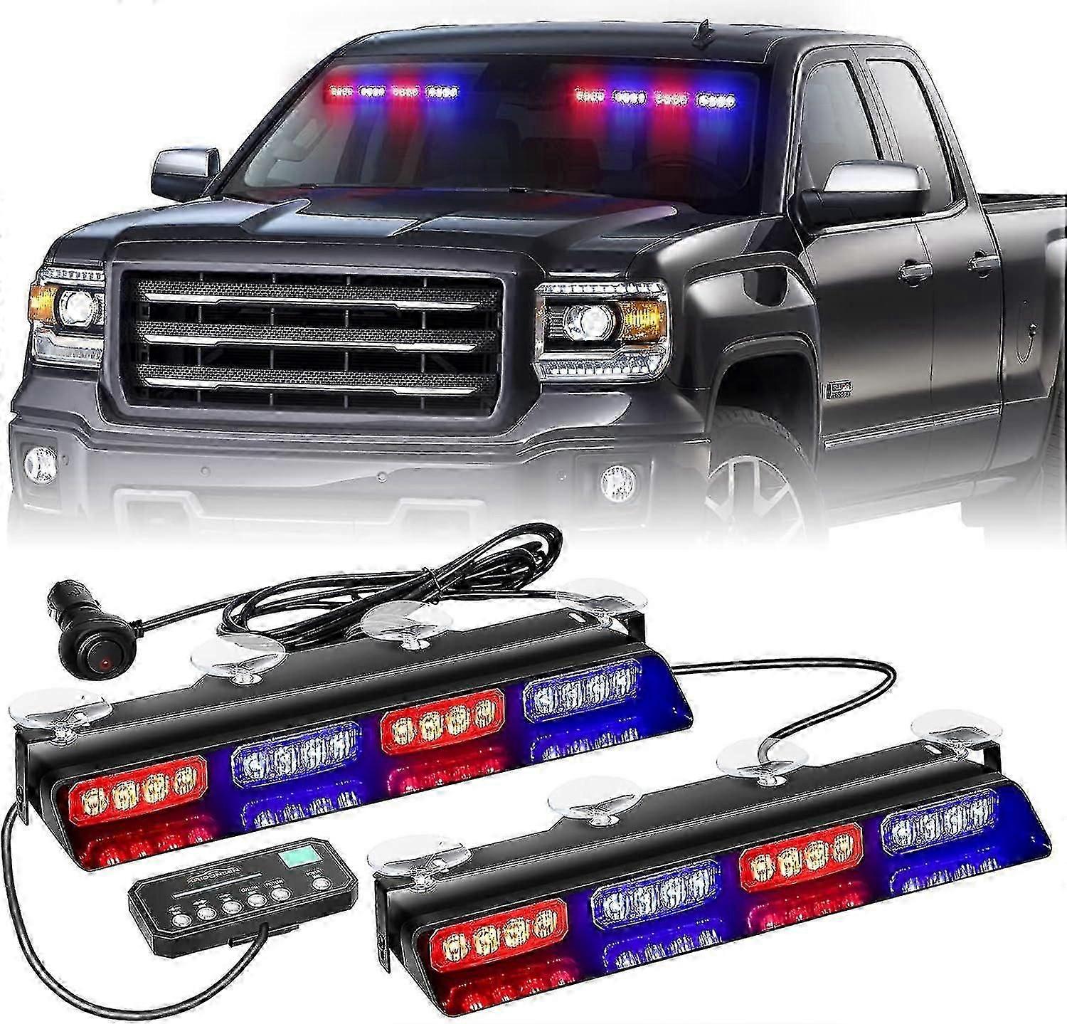 Car 16 LED Police Strobe Flash Light, Blue, Dash Emergency Flashing