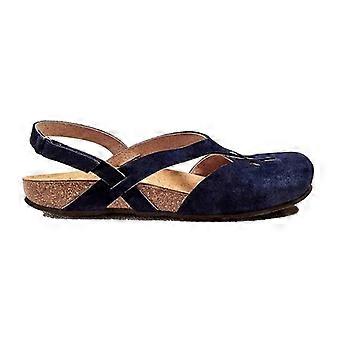 Penkiiy zomerse platte sandalen met ronde neus, mat suède en gesp aan de achterkant.