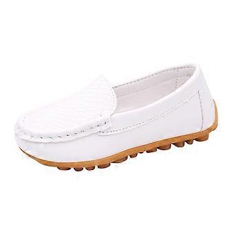 Sapatos infantis Ediodpoh, macios, para meninos e meninas, estilo mocassim, para usar com sapatos sociais, sapatos náuticos casuais, na cor branca, tamanho 22.