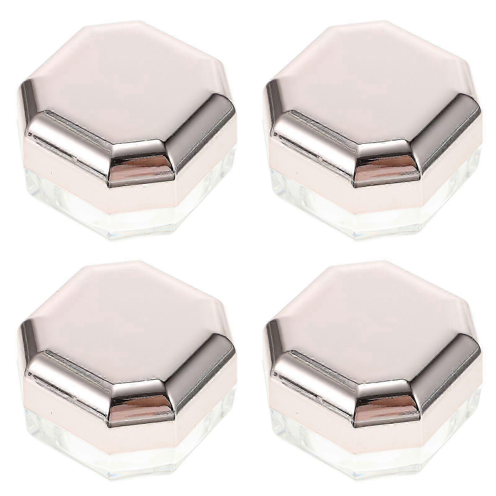 4pcs Octagonal Makeup Powder Boxes Rose Gold Set