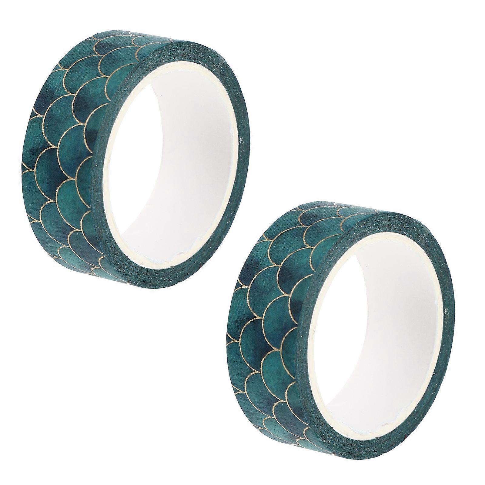 Fish Scale Pattern Paper Tape for Decor 2Pcs Assorted Color DIY