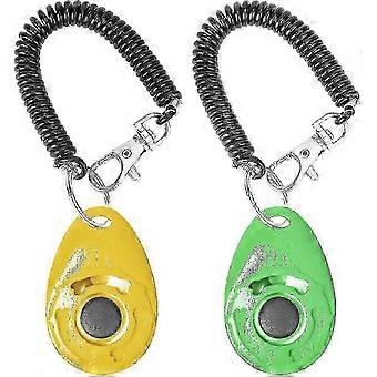 2 Pack Dog Training Clicker With Wrist Strap(yellow+green)