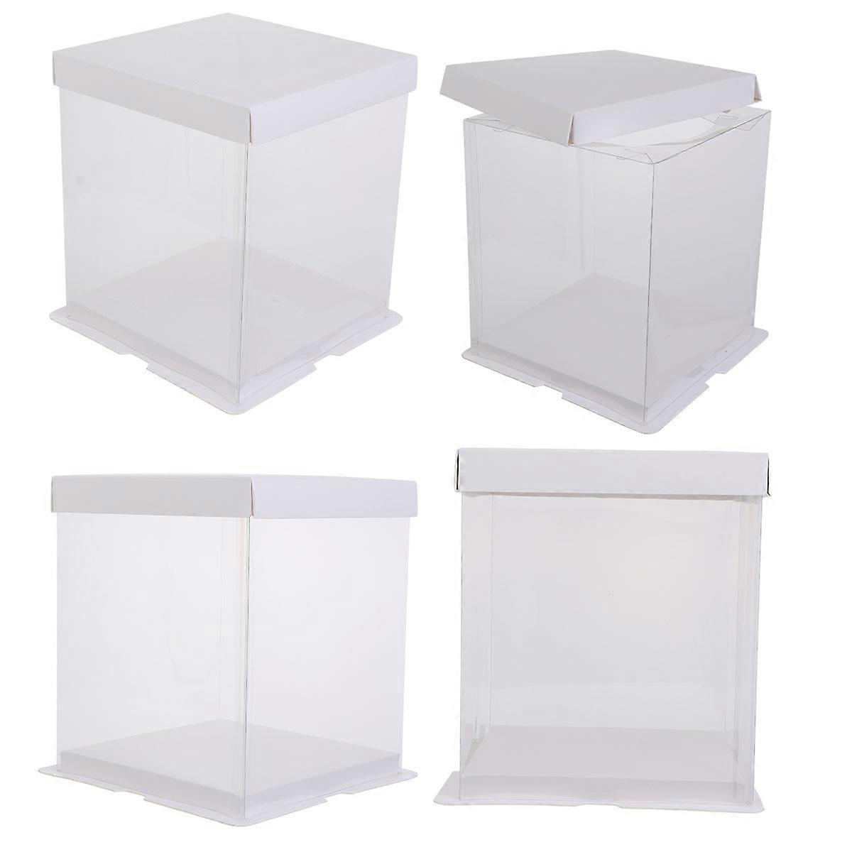 White Transparency Cake Packaging Box for Cake Wrapping 4Pcs Containers