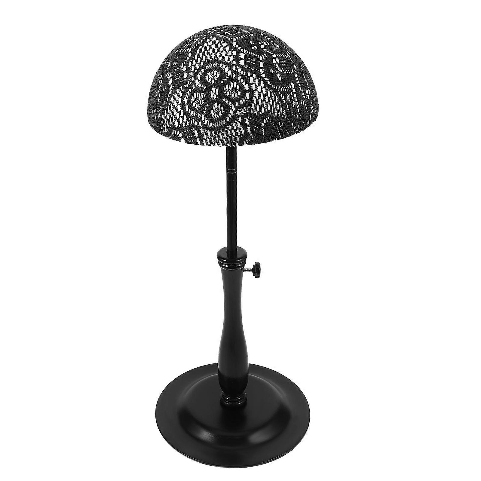 Lace Pattern Wig Stand for Display and Storage Adjustable Height Black