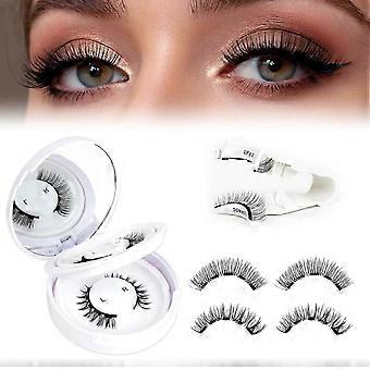 Magnetische Wimpern Natural Look - 2 Paar 5X starke Magnete Wiederverwendbare magnetische Wimpern mit Applikator und Spiegel, einfach anzubringen und zu entfernen,