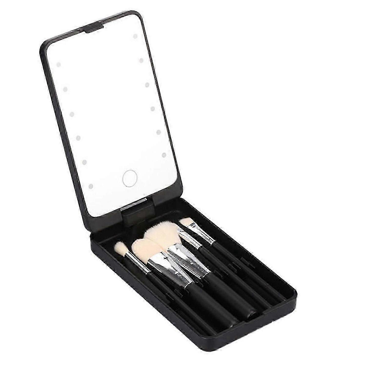 Makeup Mirror LED Touch One-Face Storage Box Makeup Mirror Black