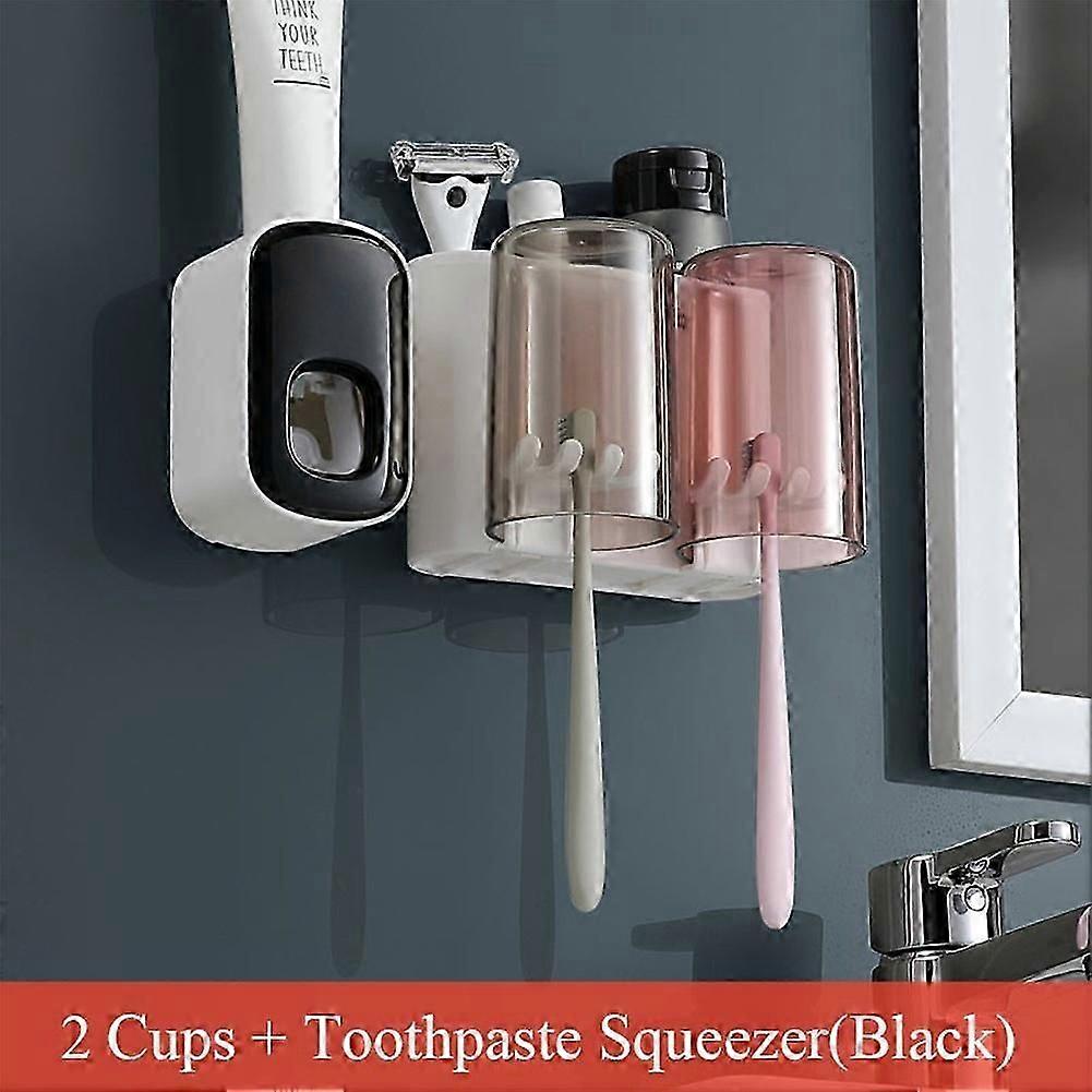 Automatic Toothpaste Squeezing Kit Wall Mounted Toothpaste Holder Toothbrush Hangers Wall Suction Toothpaste Squeezer Bathroom Tools