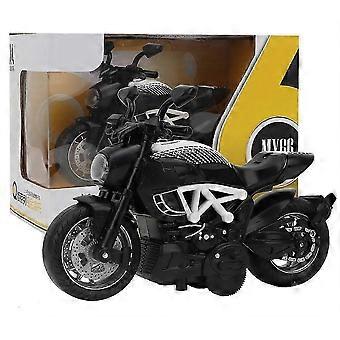 Electric Alloy Motorcycle Model Toy with Light Music for Children Kids Gift (White Black),z