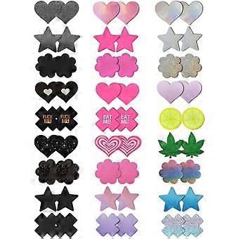 Pasties Rave Pack 27 Pairs Multicolor Nipple Covers Pasties Glitter Pasty