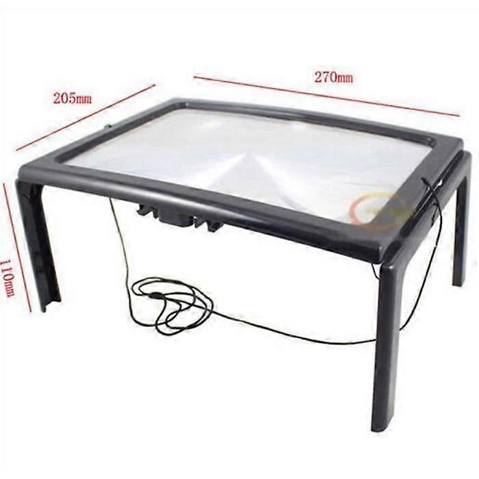 Loupe de lecture mains libres A4 grand format avec éclairage LED