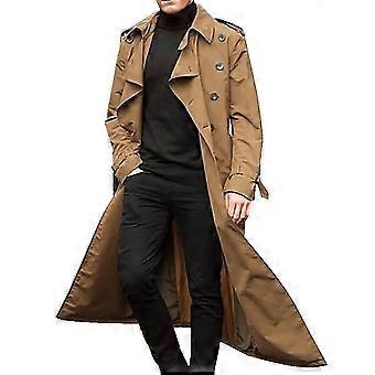 Langer Herren-Trenchcoat mit Reverskragen, Freizeitjacke, schlichte Oberbekleidung, Größen 26-27