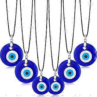 6 stykker Evil Eye vedhæng halskæde tyrkisk blå øje halskæde glas øje læder rebkæde halskæde til kvinder mænd