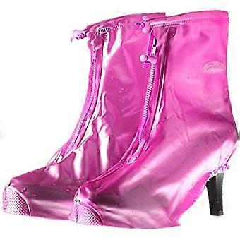 Waterproof PVC Shoe Covers for Women Pink Reusable Anti Slip Rain Boot Covers for Cycling Outdoor