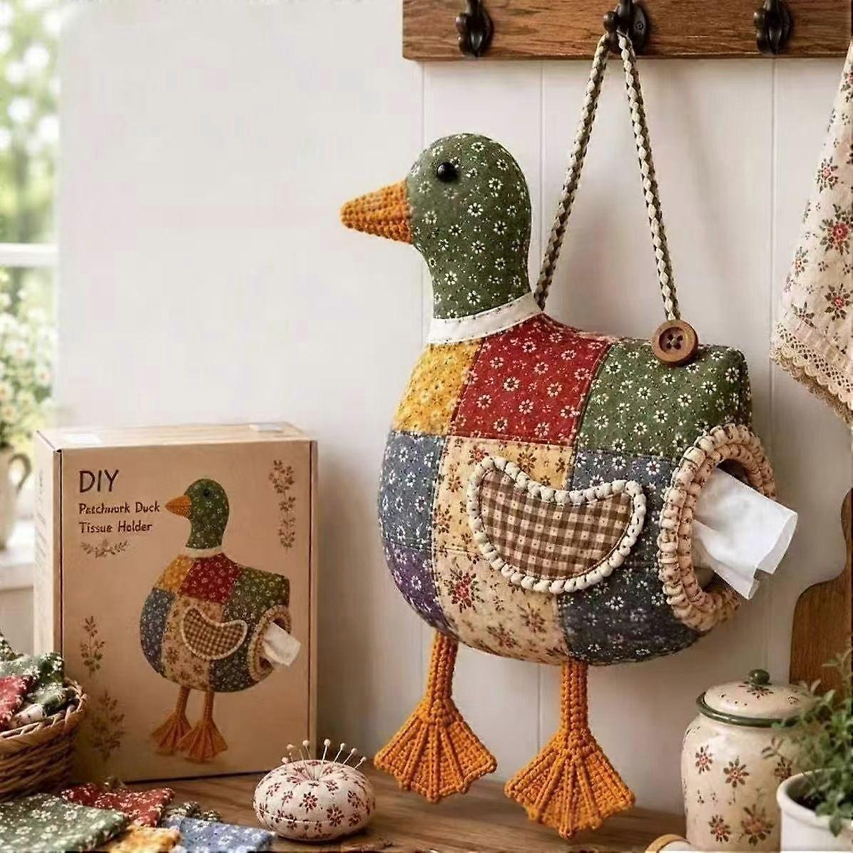 Patchwork Chicken Duck Tissue Box Home Decor Napkin Storage Holder