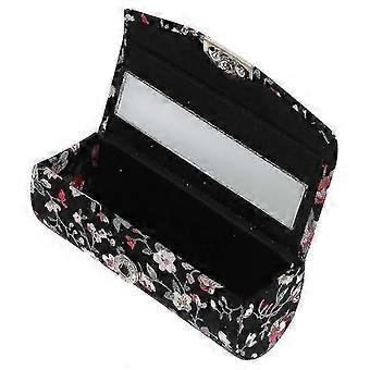 ZY6 Retro Embroidered Flower Lipstick Case Portable Jewelry Storage Box With Mirror