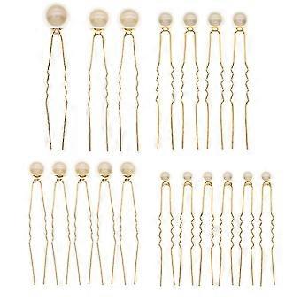 18 PCS Metallische Haarspangen Bling Haarnadeln Brautjungfer Perlenkamm Braut Perle Haarnadel Hochzeit Haarstock