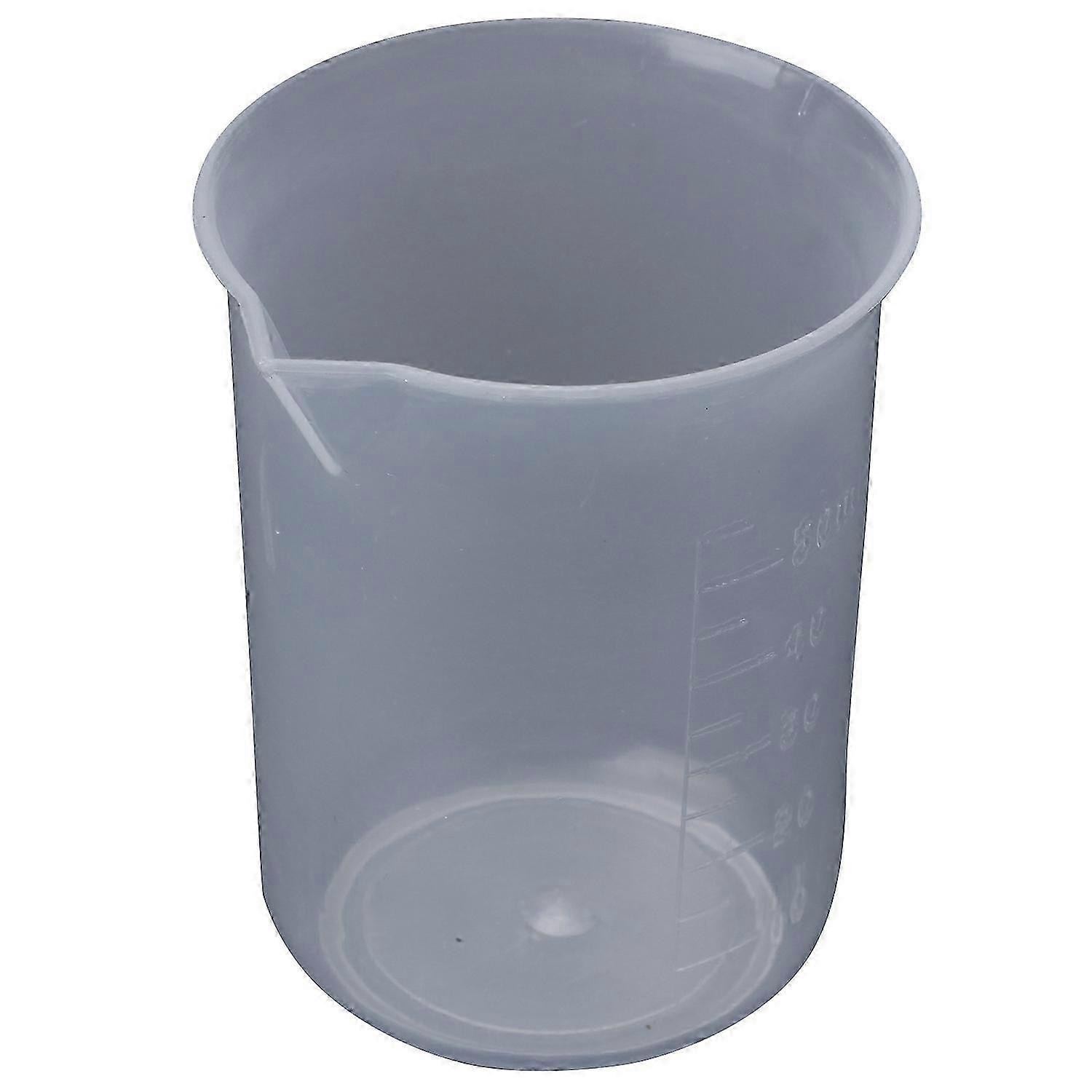 50mL Graduated Beaker Clear Plastic Measuring Cup compatible withLab 2 Pcs