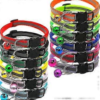 12 Collars For Cats With Bells, Reflective Light, Nylon Material, Adjustable Size Collars For Kittens Or Puppies