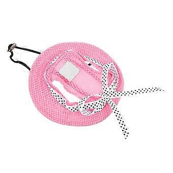 Pet Dog Mesh Porous Sun Hat com furos de orelha para cães pequenos - Tamanho S (Rosa)