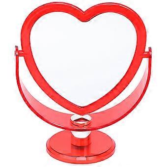 Lustro do makijażu Loving Heart dwustronne akrylowe przezroczyste lustro dekoracyjne na biurko do domu (czerwone)