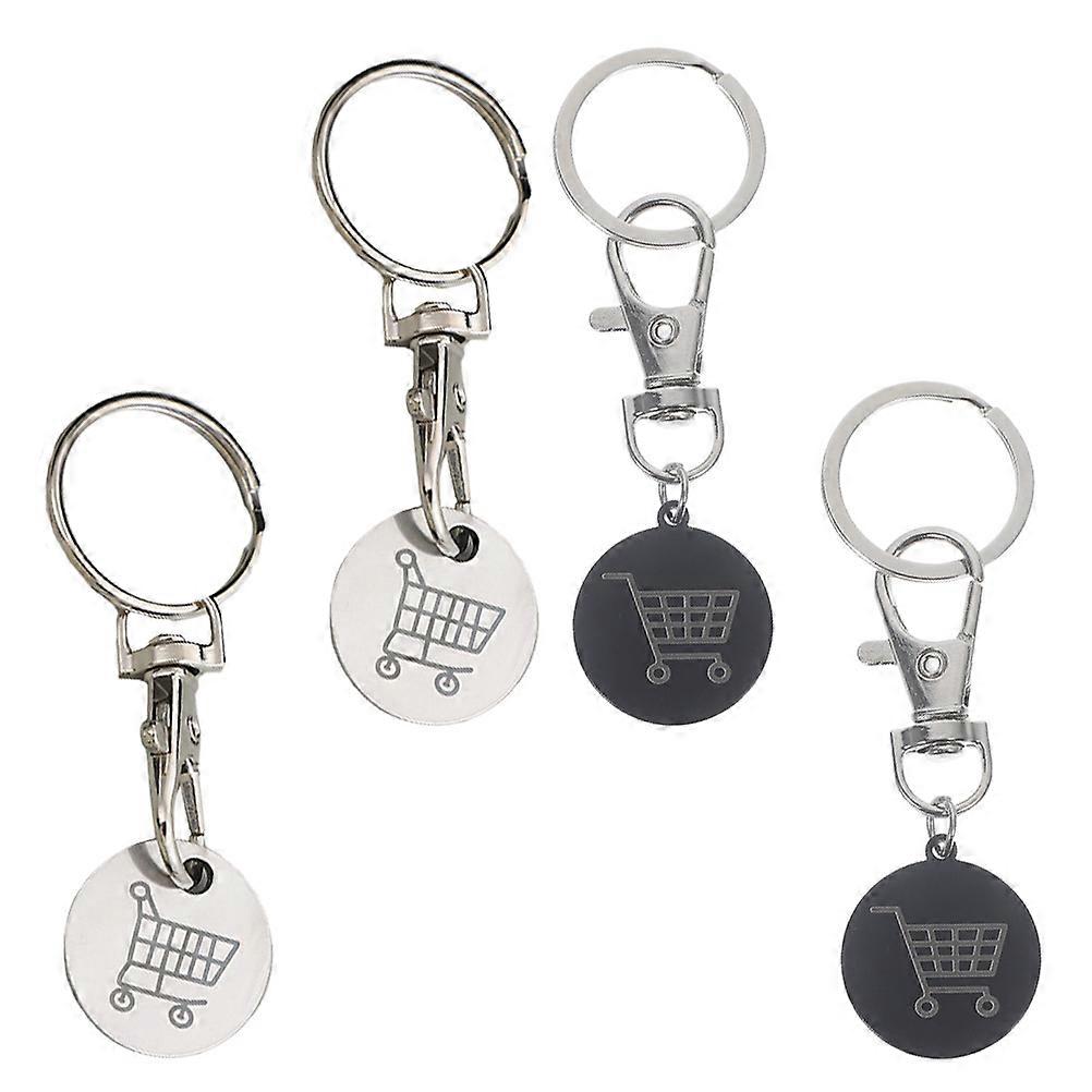 4Pcs Trolley Token Key Ring Ornament Metal Keyring Small Trolley Keychain (Random Pattern)