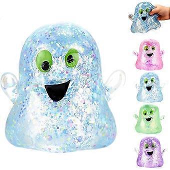Halloween-Geist-Squishy für Erwachsene, langsam aufsteigender Glitzer-Geist-Stressball, niedliches Halloween-Geist-Fidget-Spielzeug zum Stressabbau