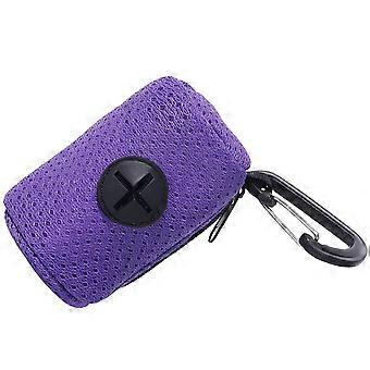 Practical Dog Poop Bag Dispenser Pet Waste Bag Holder MeshFabric Poop Bag Dispenser for Dogs Walking Outdoor Dog Supply  Purple