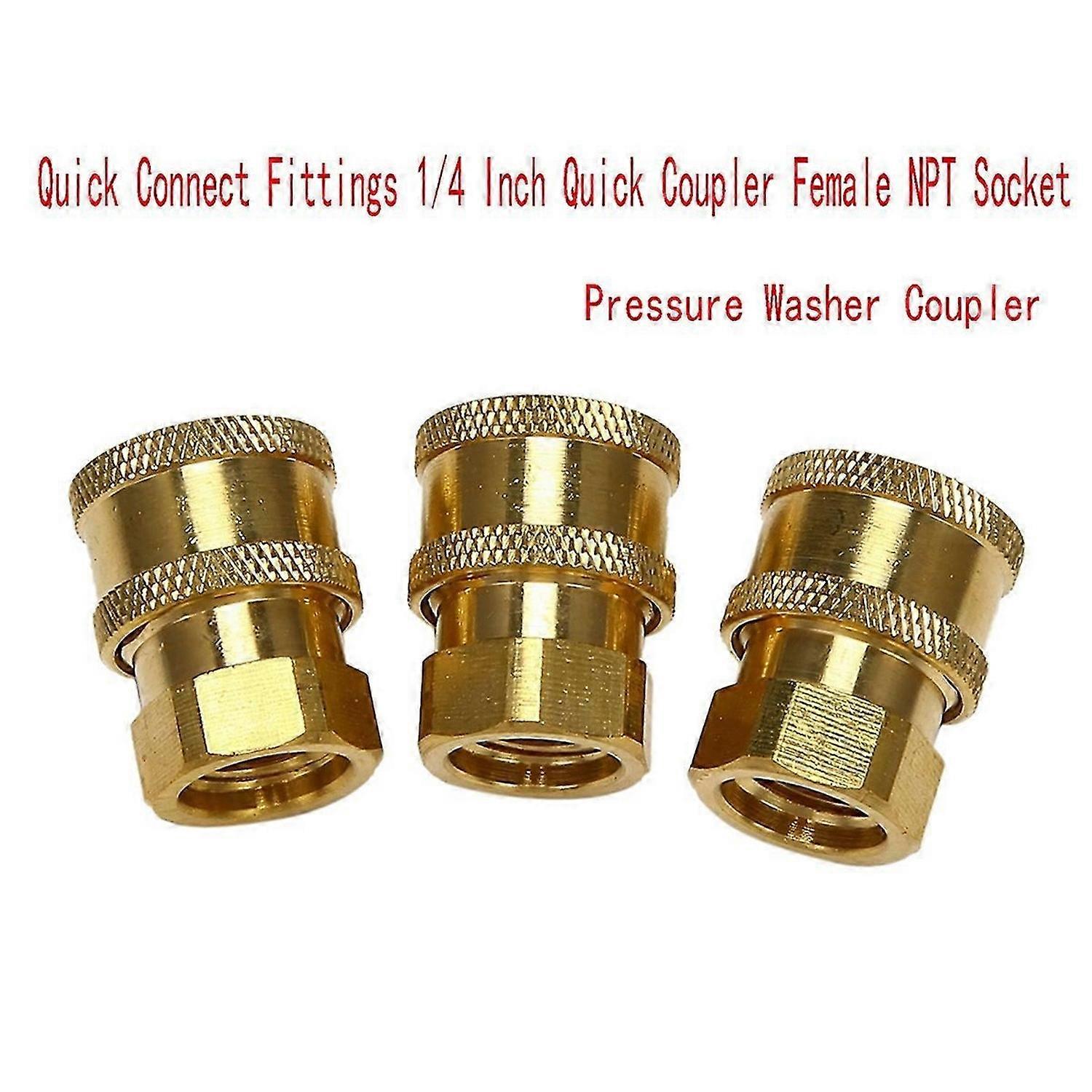 3Pcs Pressure Washer Coupler,1/4 Inch Quick Coupler Female NPT Socket
