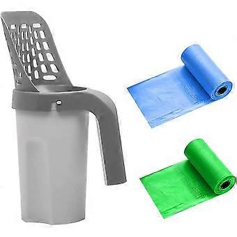 Cat Litter Shovel, 2 in 1 Cat Litter Scoop with Storage Bin Shovel, Household Poop Shovel, Built-in Detachable Deep Scoop Holder with 4 Roll Bin Bag