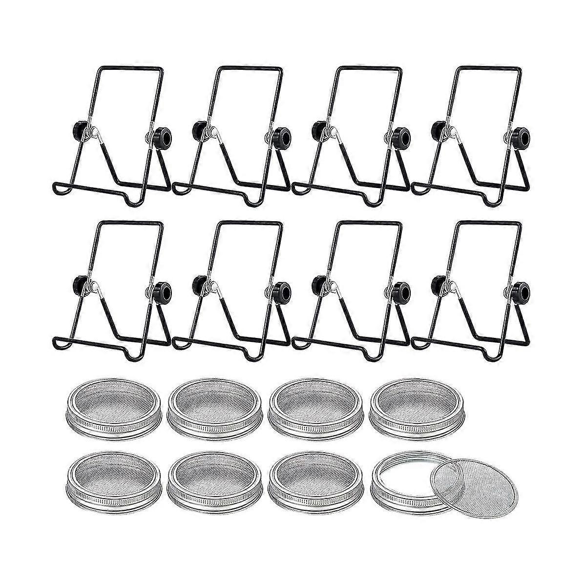 8 sets sprouting jar kit includes sprouting lids and sprouting stands jar screen lids for sprouting [XR]