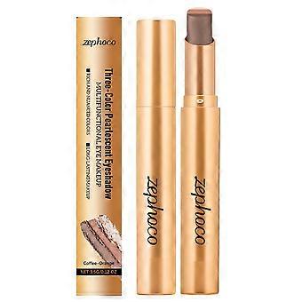 Der dreifarbige Lidschattenstift von Zephoco (Kaffee-Orange-Perlglanzfarbe) ist umwerfend und farbwechselnd und ermöglicht vielfältige Augen-Make-up-Looks, die einfach anzuwenden sind.