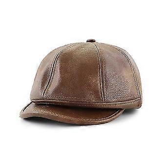 Baseballcaps for menn med imitert skinn, varm og fleecefôret kortbrem, justerbar truckerhatt for fritidsbruk