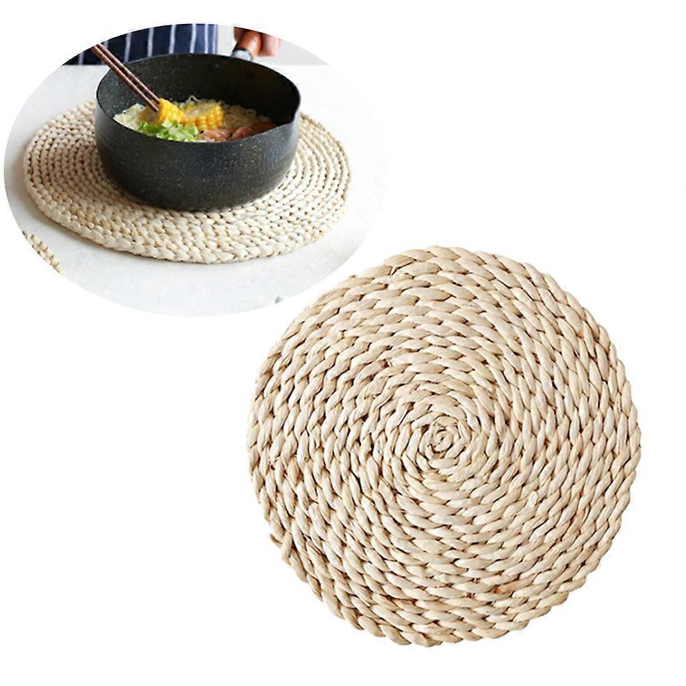 Insulation Placemat Straw Material for Protection Beige Round
